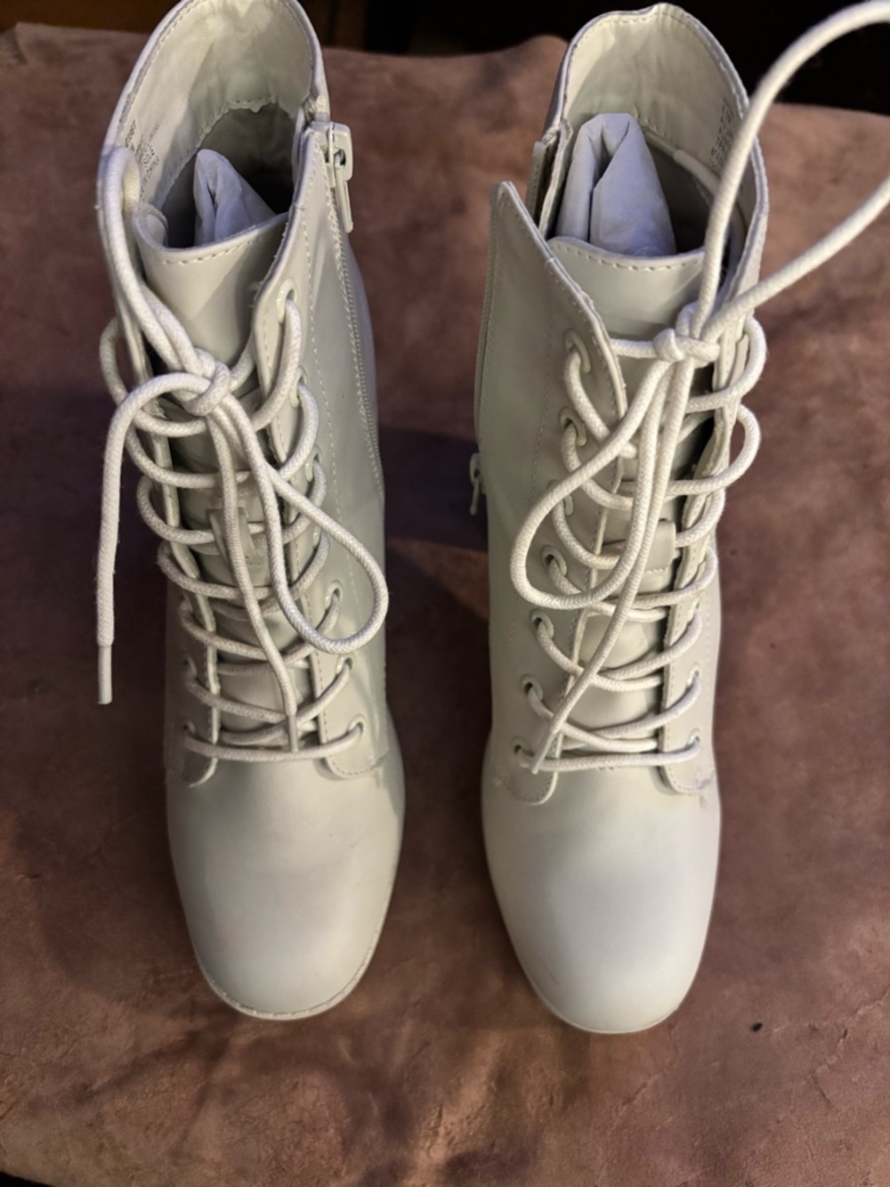 Madden Girl Lace-Up Ankle Boots in Light Gray